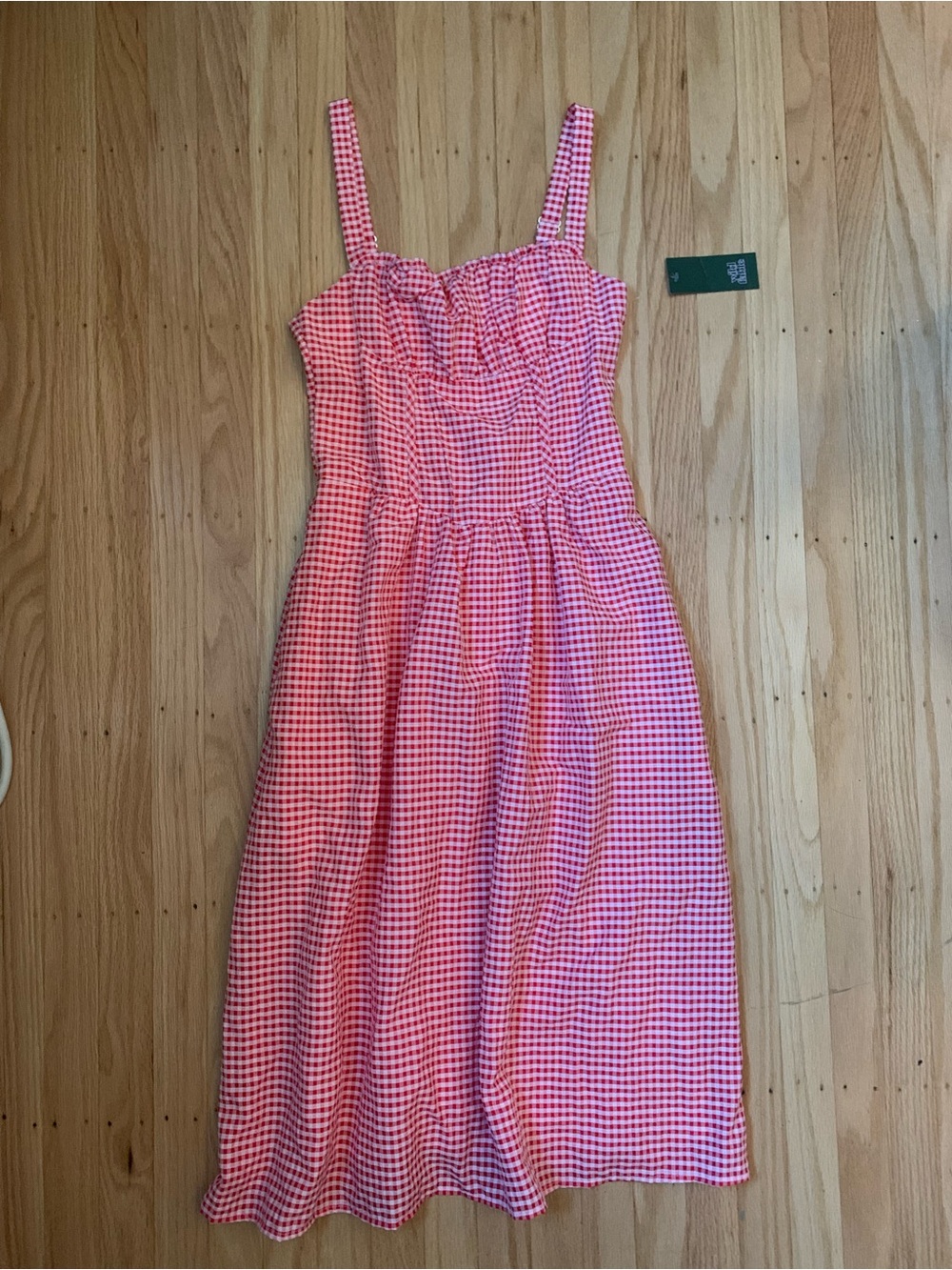 Wild Fable red and white gingham midi dress